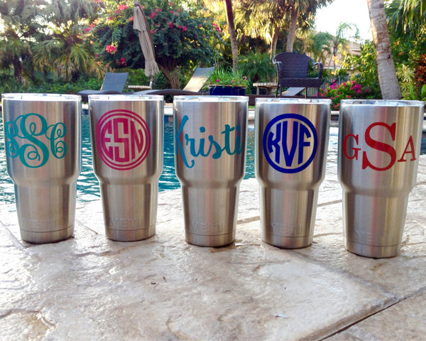 Yeti cups with fashion initials