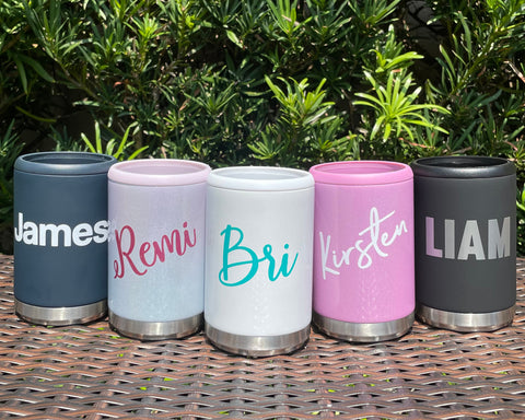 Personalized Palm Frond Tropical Slim Can Cooler