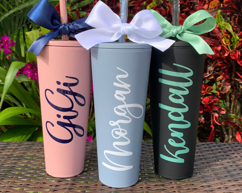 Personalized Vacation Stainless Steel Skinny Tumbler Cup