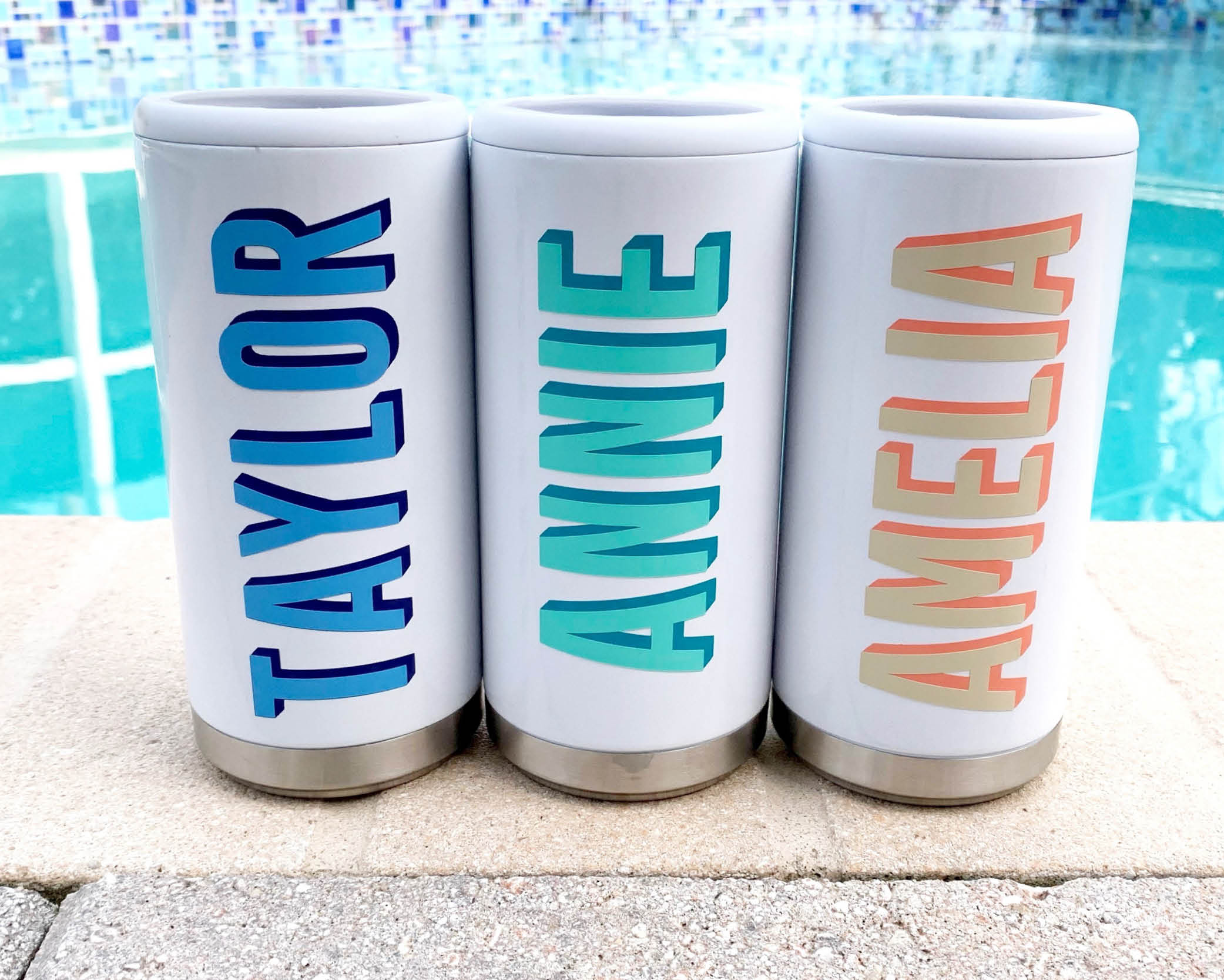 Personalized Shadow Slim Can Cooler Stainless Steel 12oz