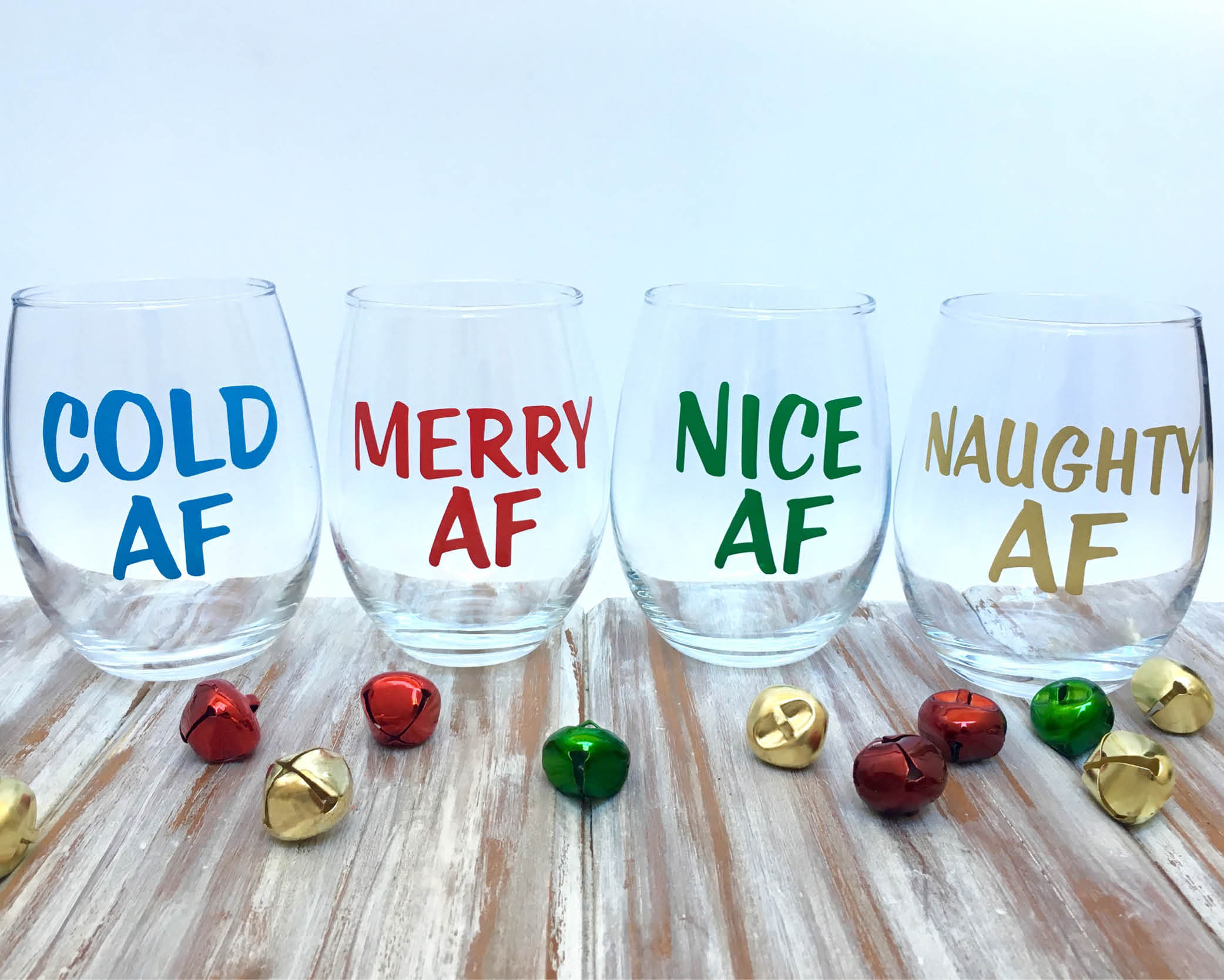 Funny Christmas Stemless Wine Glasses