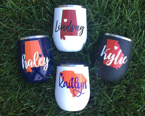 Personalized Stainless Wine Cup with Location