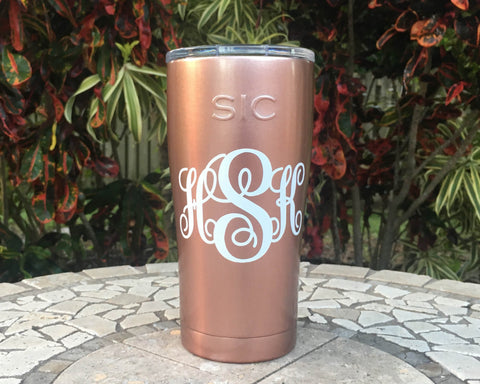 Personalized Shadow Initials 40oz Mug Stainless Steel Travel Tumbler with Handle and Straw