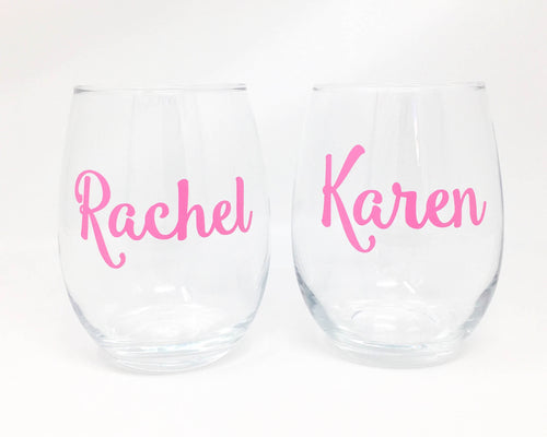 personalized name stemless wine glass