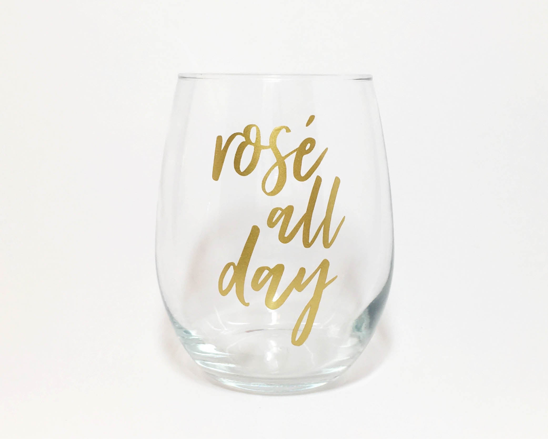 rose all day stemless wine glass