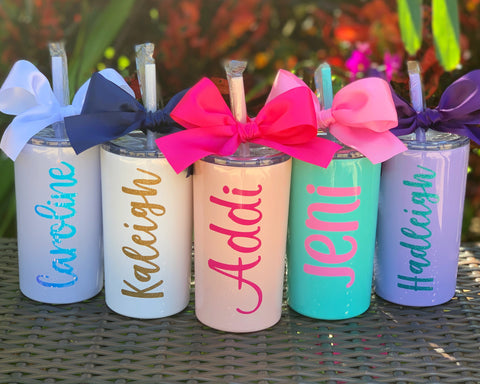 Personalized Bridal Party Wedding Slim Can Cooler Stainless Steel 12oz