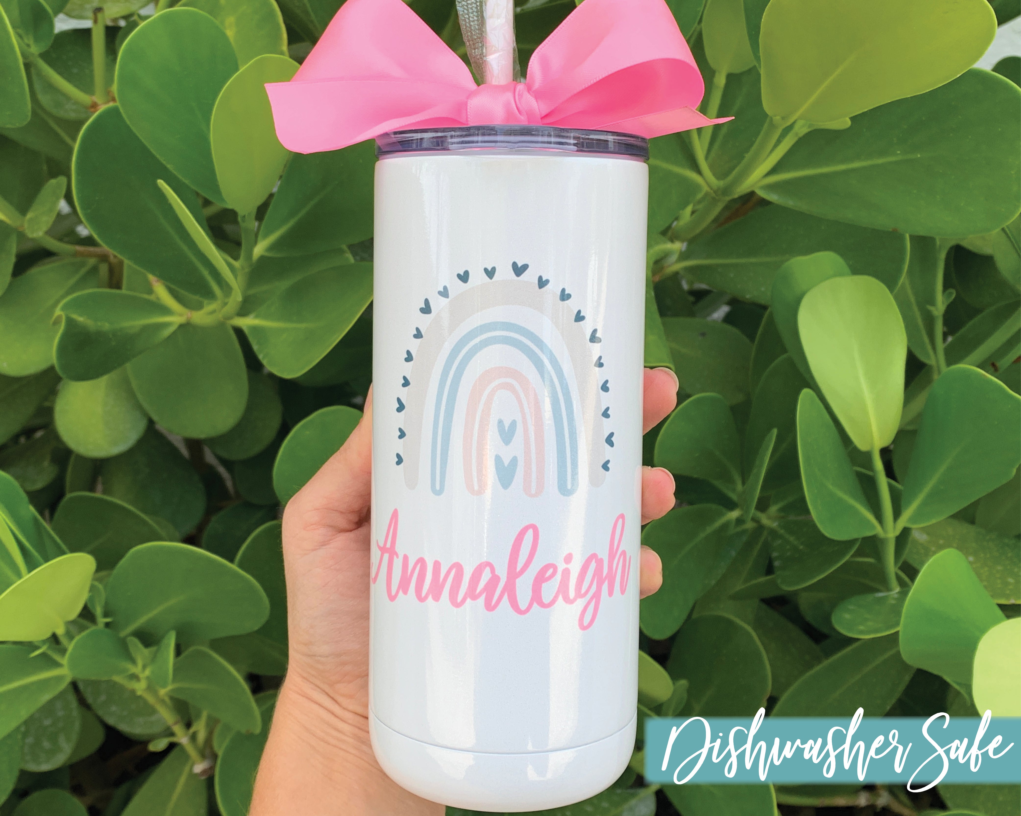 Personalized Rainbow Kids Stainless Steel Tumbler with Straw